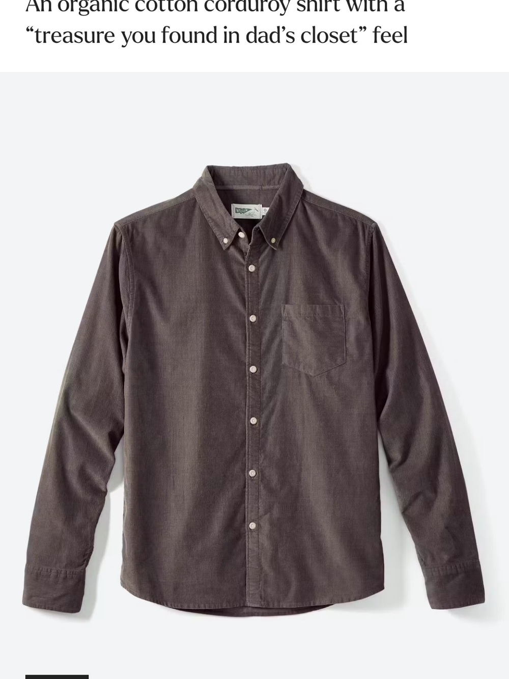 Casual Corduroy Button-Down Shirt in Dark Brown